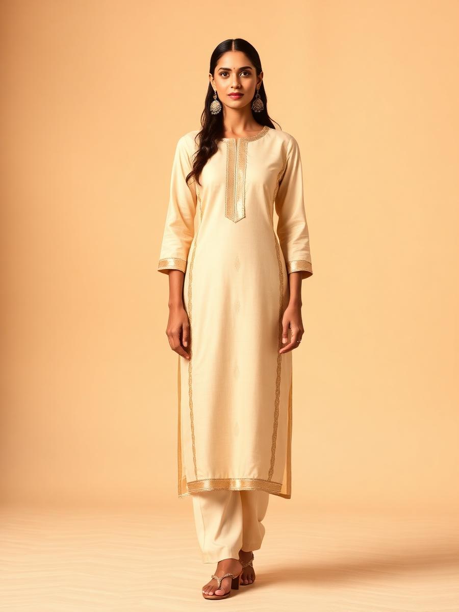 Champagne zari festive kurti