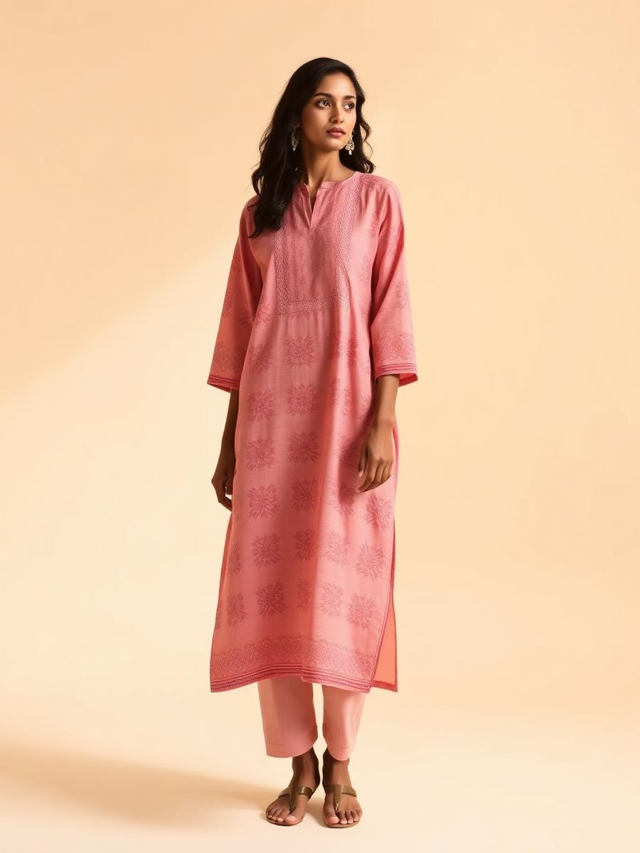 Rose blockprint kurti